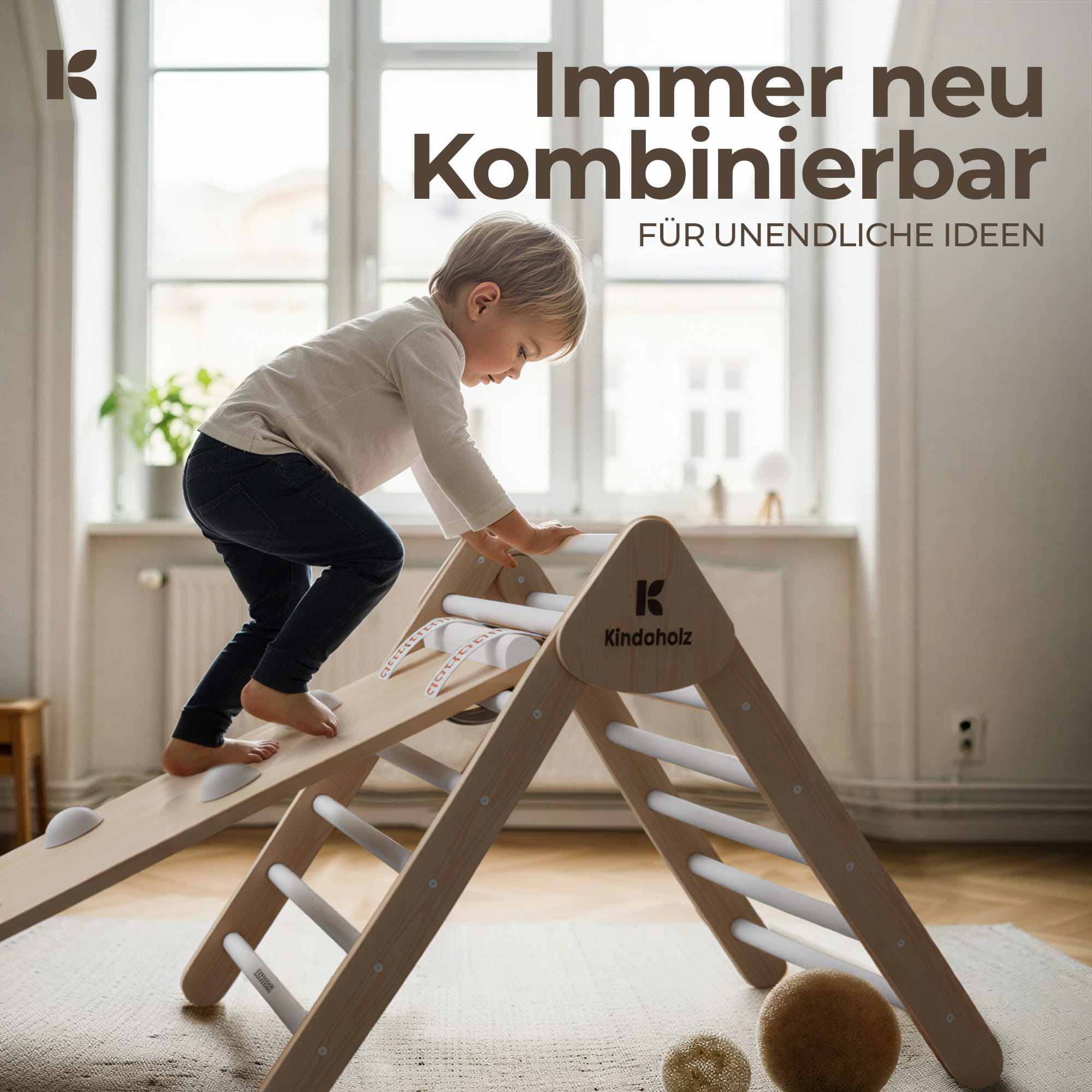 Kletterdreieck + Kletterbogen + MIKA Rutschrampe