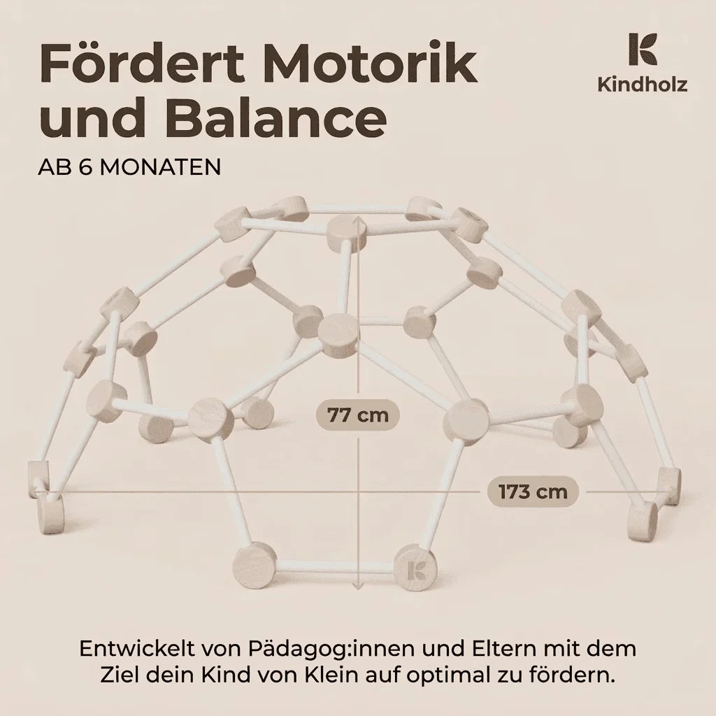 Kletterdom MAXI weiß – handgeschliffene Oberflächen und abgerundete Kanten für sicheres Spielen