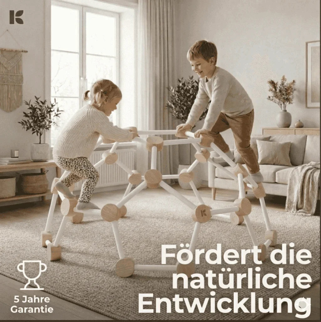 Kletterdom MAXI weiß – Kindaholz Kletterspielzeug aus 100% massivem, FSC-zertifiziertem Buchenholz